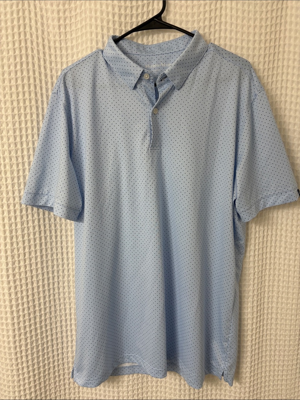 Mizzen+Main Blue Polka Dot Trim Golf Polo Shirt XL